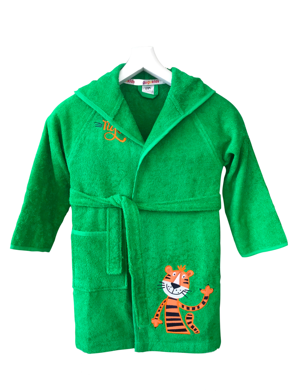 Tiger Nakışlı Uzun Kollu Yeşil Bornoz