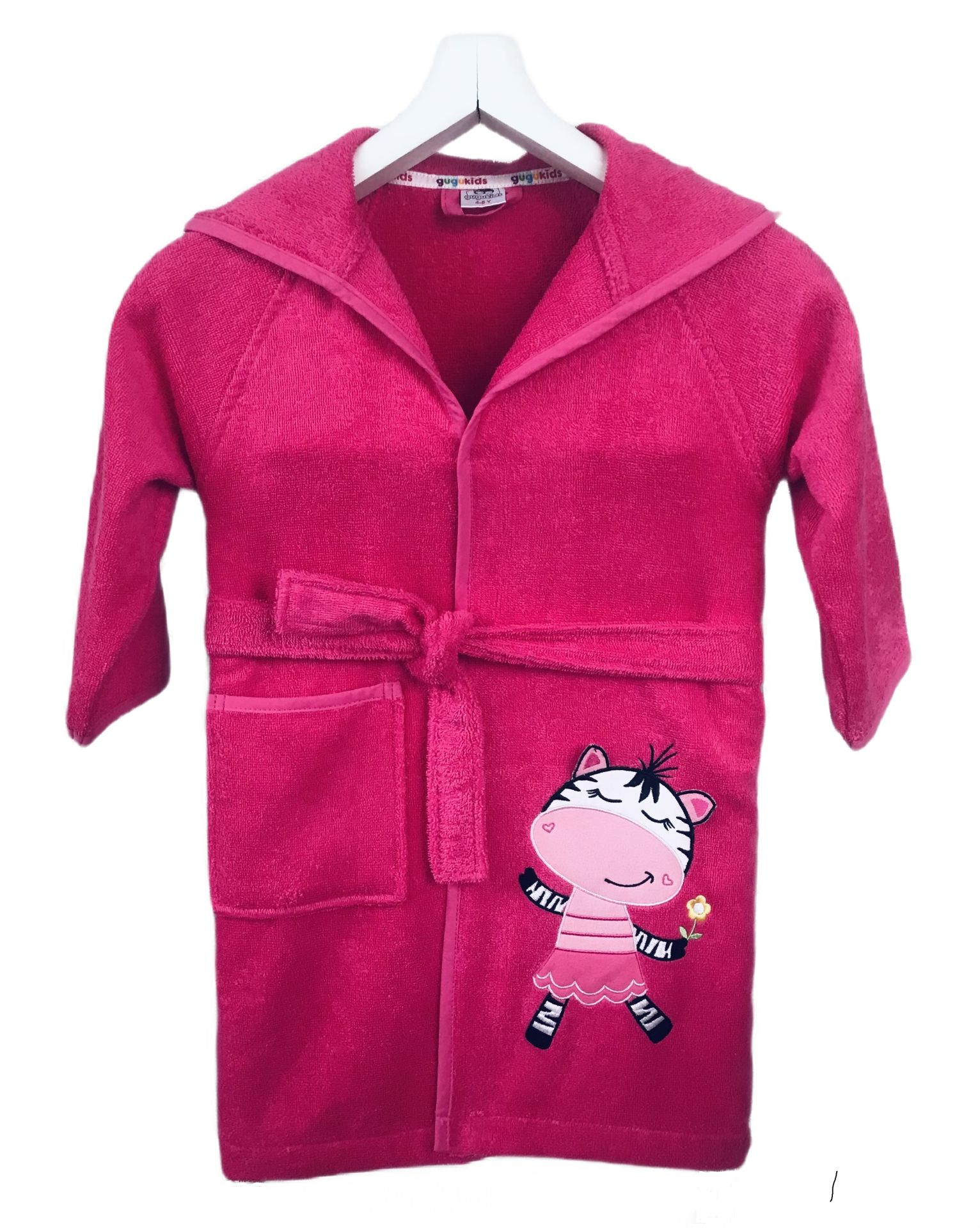 Neşeli Zebra Fuşya Bornoz