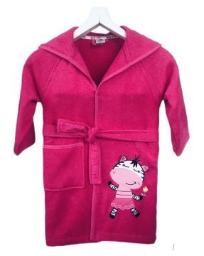 Neşeli Zebra Fuşya Bornoz